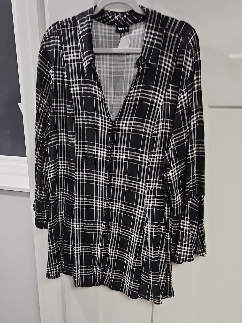 torrid Black and White Plaid Button-Down Shirt